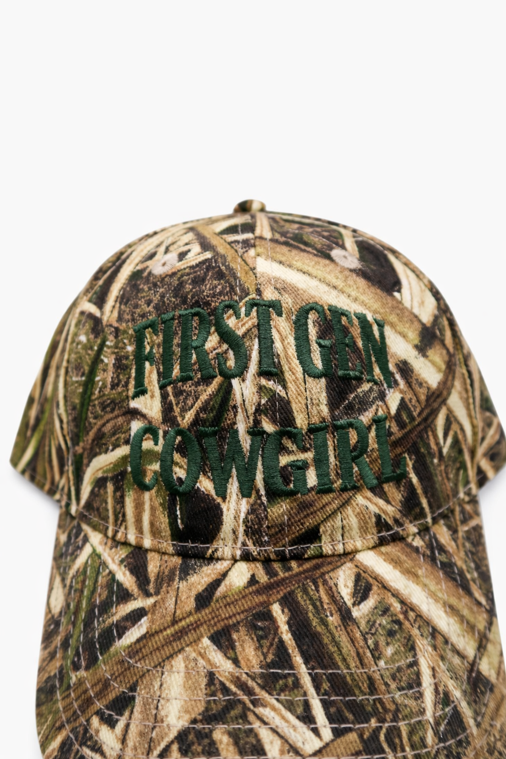 First Gen Cowgirl Camo Cap - Standard Logo in Olive on Shadow Blades