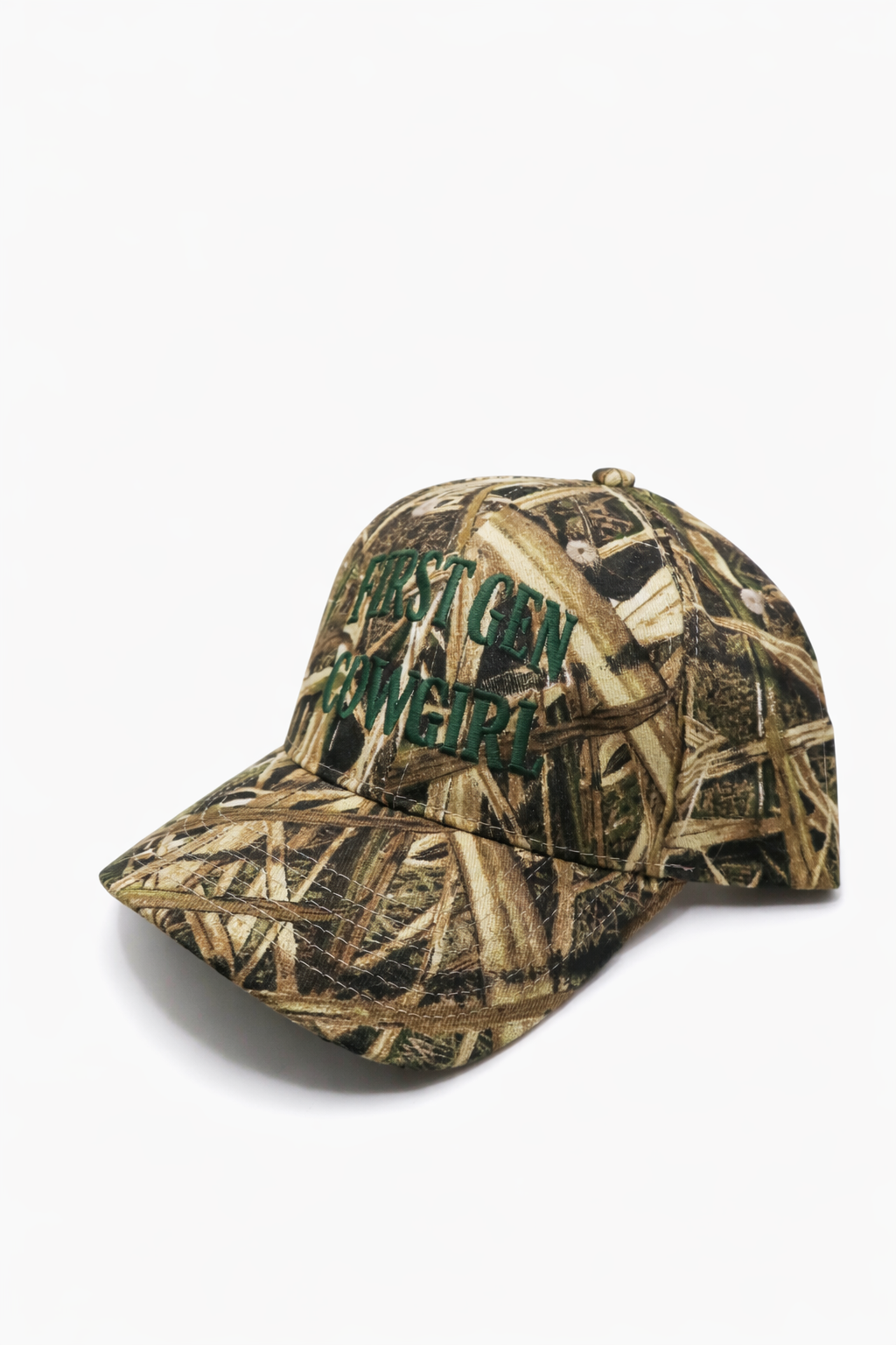 First Gen Cowgirl Camo Cap - Standard Logo in Olive on Shadow Blades