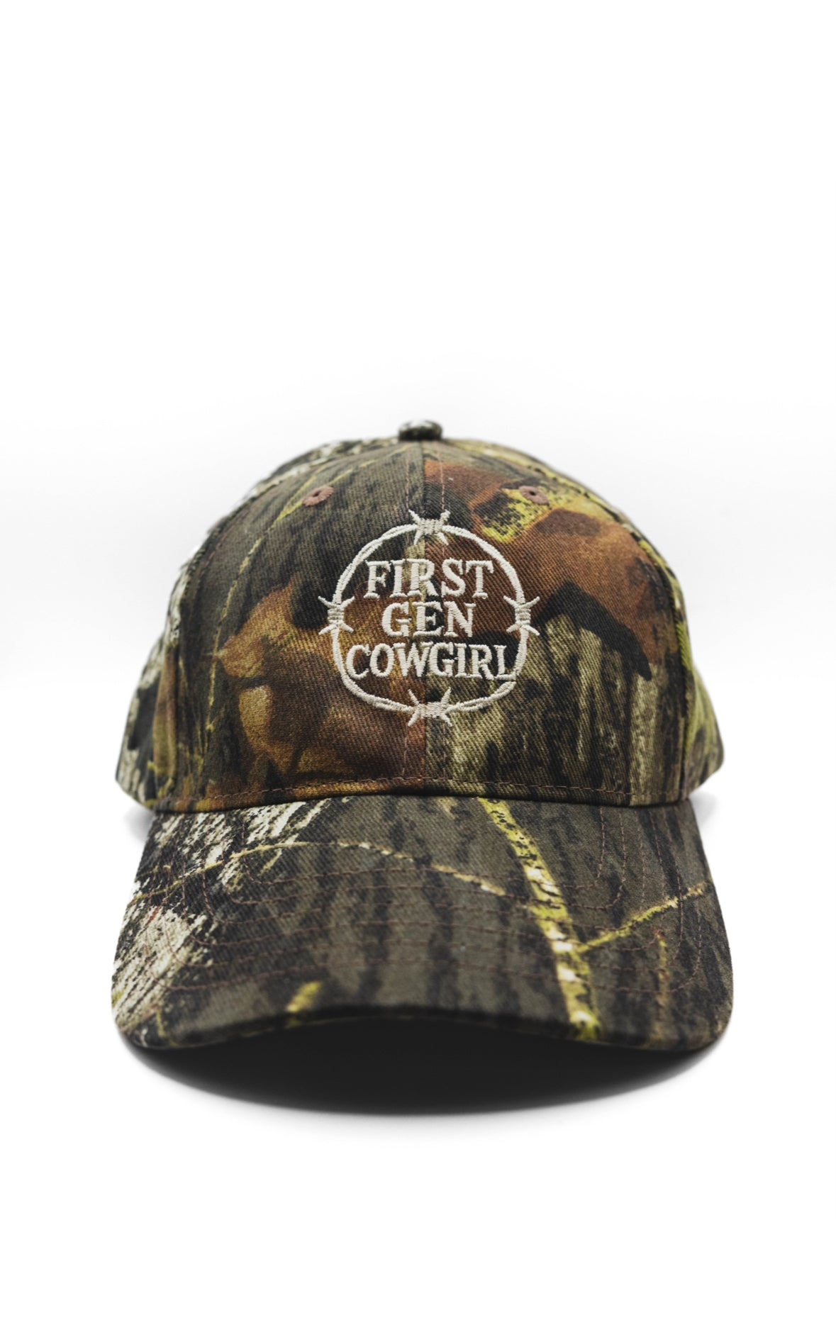 First Gen Cowgirl Barbed Wire Cap - Ivory on Mossy Oak