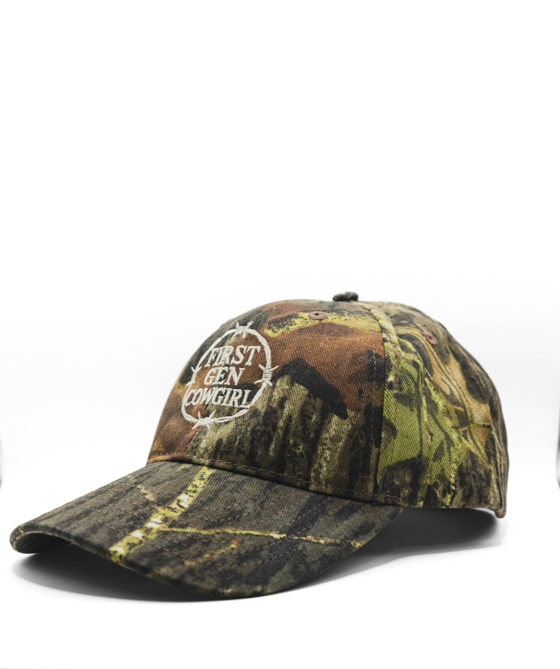 First Gen Cowgirl Barbed Wire Cap - Ivory on Mossy Oak